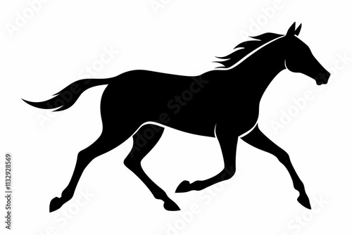 Running horse black silhouette set. Vector illustration.  racing black horse on white background. horse silhouette icon vector
