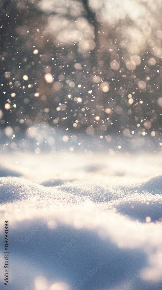 Light snowfall over a pristine snowy meadow Light snowfall over a pristine snowy meadow