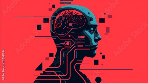 The Digital Mind: A futuristic illustration of a human head overlaid with intricate circuitry, representing the integration of technology and human intelligence.  
