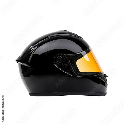 Black Motorcycle helmet isolated on transparent background photo