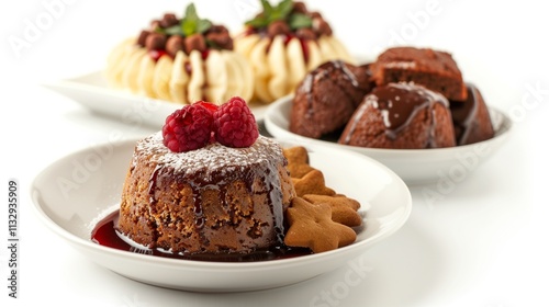 Indulgent Chocolate Dessert Platter: A decadent chocolate dessert platter featuring a rich chocolate cake, a chocolate mousse, and a chocolate pudding. photo