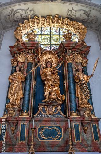 Altar of the Saint Vitus in the parish church of Maria Himmelfahrt in Landsberg am Lech, Bavaria photo