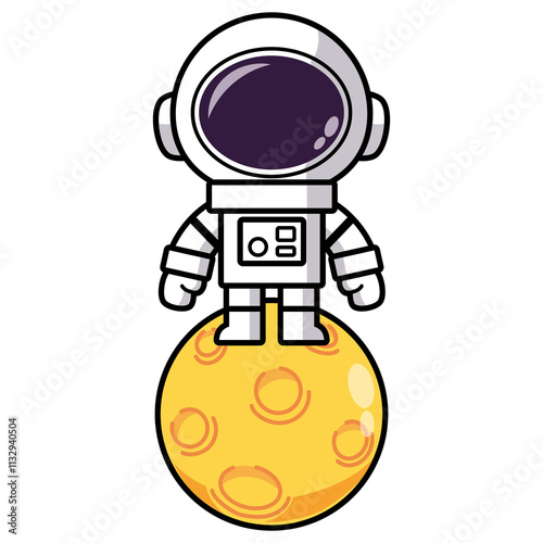 Cartoon Astronaut on a Moon