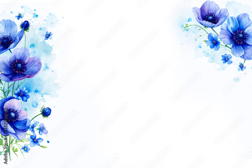 Obraz premium eustomas painted with watercolors on a white background, space for text, greeting card