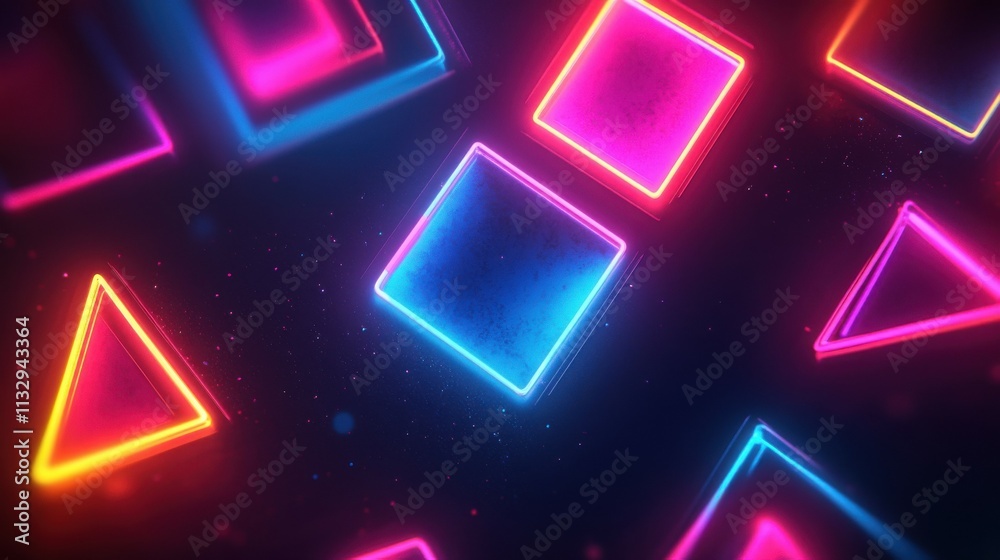 Overlapping neon shapes on a dark background Overlapping neon shapes on a dark background