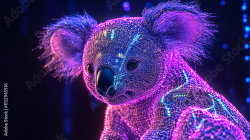 A cyber koala icon glowing with habitat conservation data, representing online wildlife protection platforms, digital research tools, and ecological initiatives.   photo