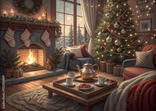 christmas tree with fireplace