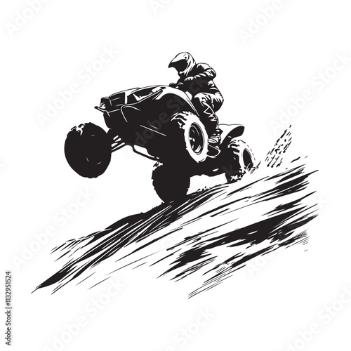 Off-road Atv Jump Background Vector Illustration Stock Vector   isolated on white background.
