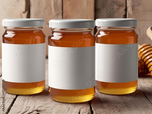 Honey jar mock up blank label photo