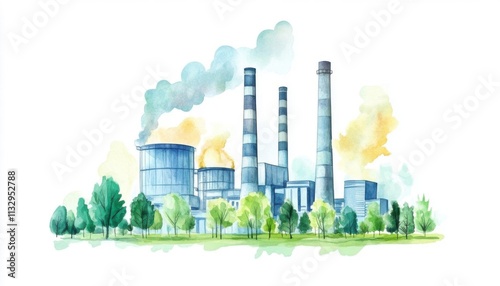 a biomass power plant with green surroundings