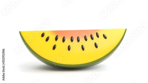 3D Yellow watermelon icon on a white background