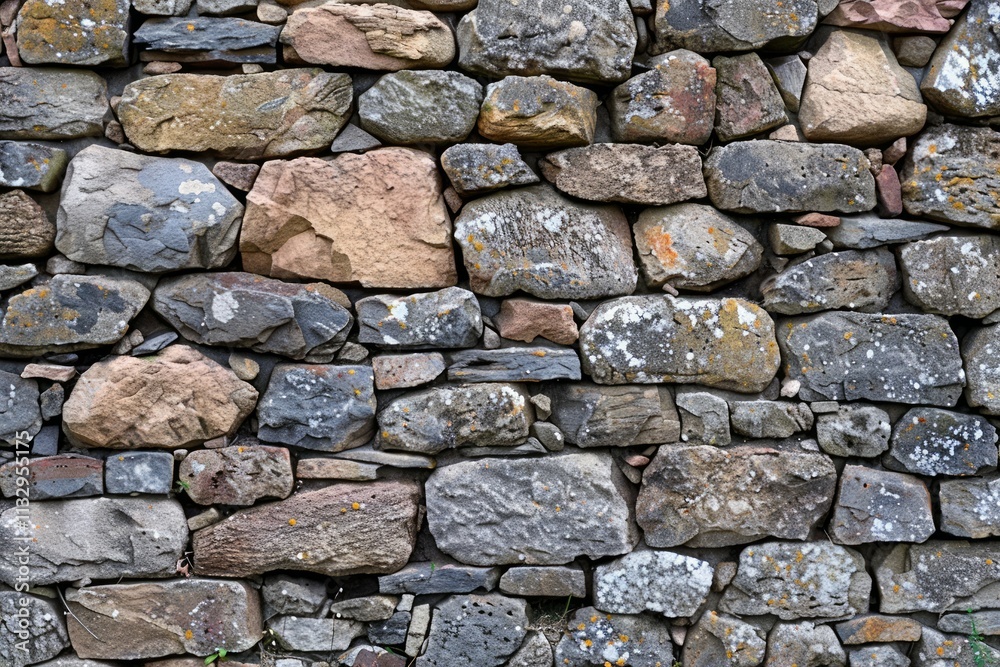 Obraz premium Photo of Old grey and brown stone wall. Background texture for backdrops or mapping