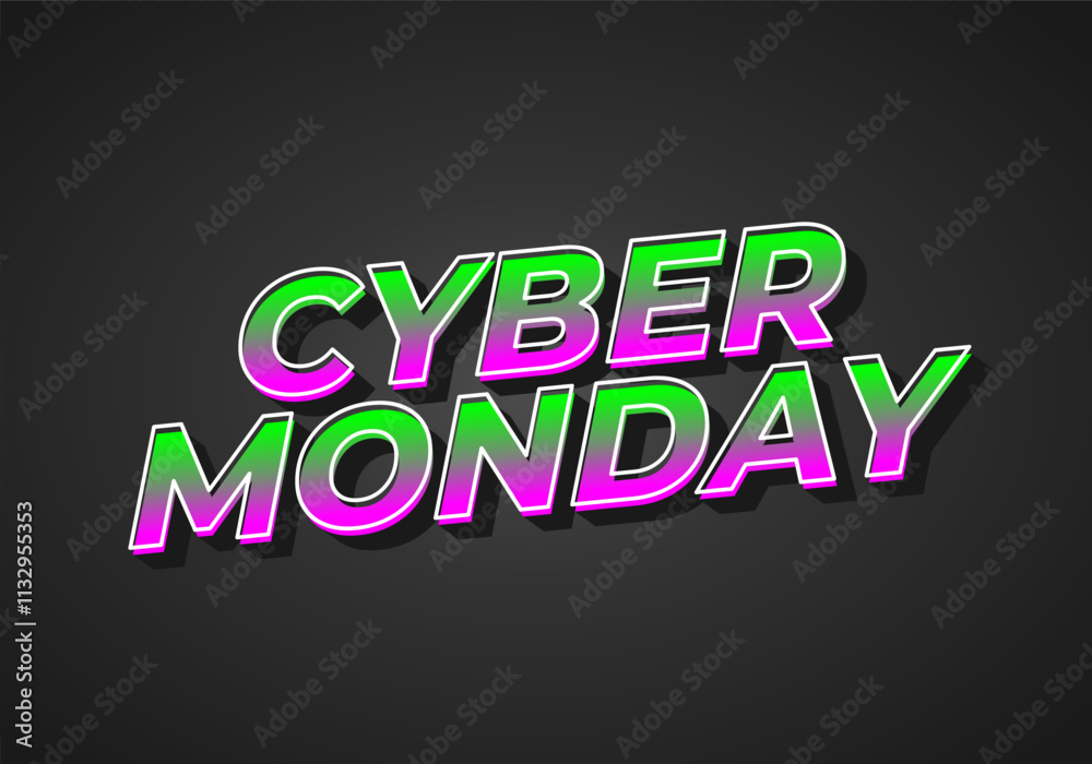 Obraz premium Cyber monday. Text effect in 3 dimensions look, good for social media ads