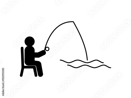 fishing person icon, simple flat style, vector illustration symbol sign logo template pictogram, for ui or ux isolated on white for mobile app, editable