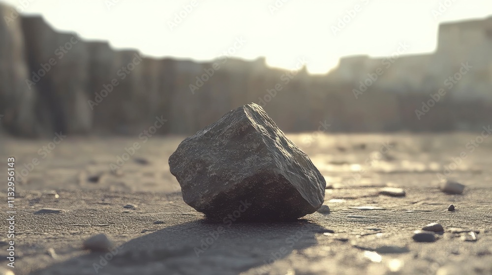 Still Life of a Single Rock on a Sandy Beach at Sunset with Soft Light Reflecting Off the Water Creating a Serene Natural Atmosphere Still Life of a Single Rock on a Sandy Beach at Sunset with Soft Light Reflecting Off the Water Creating a Serene Natural Atmosphere