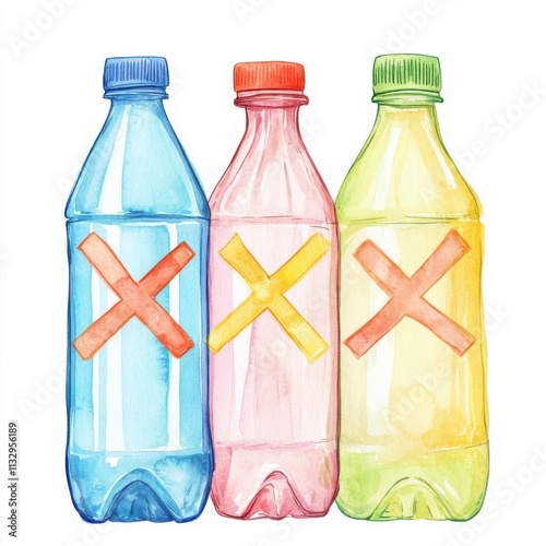 plastic bottles with a crossedout symbol photo