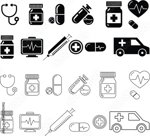medical icons set illustration