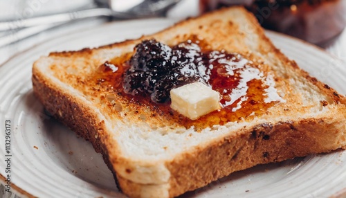 Warm Toast with Butter and Fruit Jam