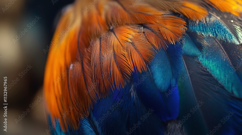 Obraz premium Vibrant Feathers of a Colorful Bird Close-Up