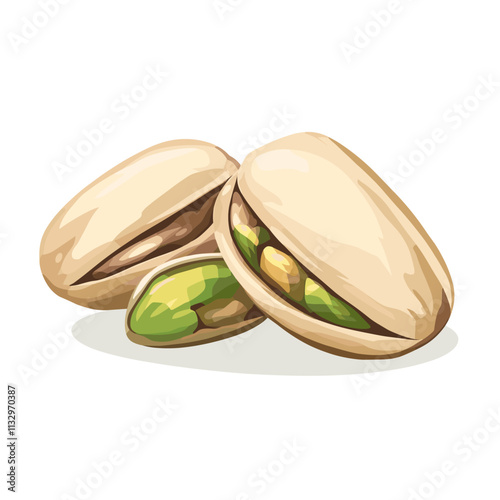 Green organic, natural vegetarian pistachio nut food vector illustration pistachio nut food set cartoon. healthy seed, ingredient snack, brown nutshell