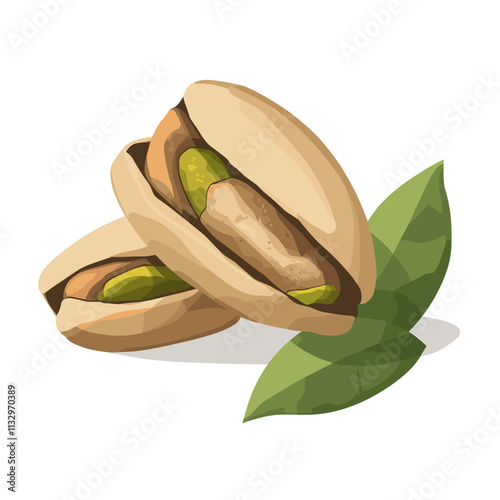 Green organic, natural vegetarian pistachio nut food vector illustration pistachio nut food set cartoon. healthy seed, ingredient snack, brown nutshell