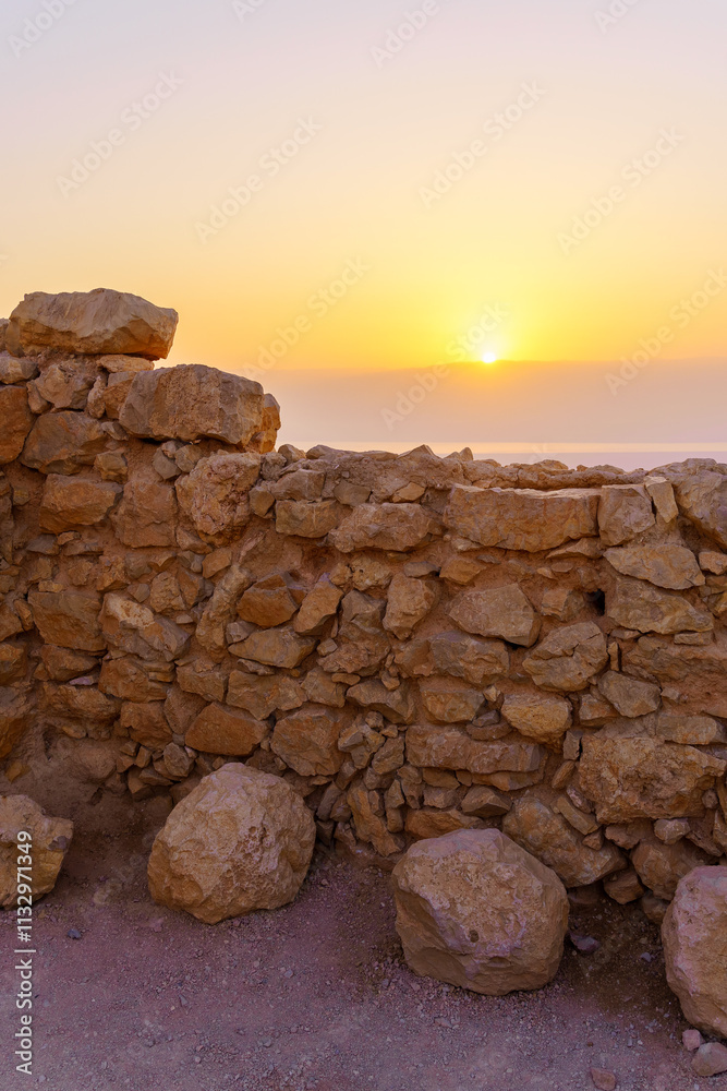 Sunrise view of the ruins of Masada Fortress
