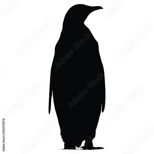 A black silhouette of an emperor penguin 