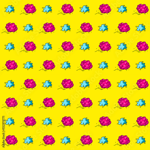 Seamless pattern with cartoon clouds