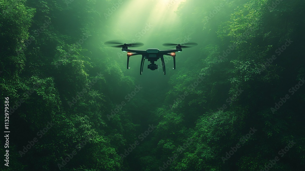 Naklejka premium Drone Aerial Photography Rainforest Canopy Exploration
