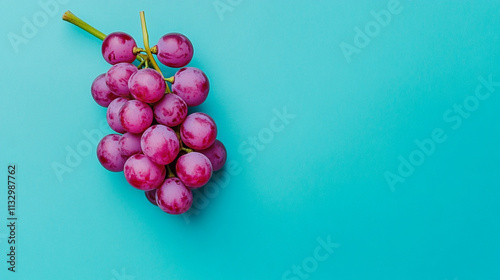 Fresh purple grape bunch on a vibrant turquoise background photo