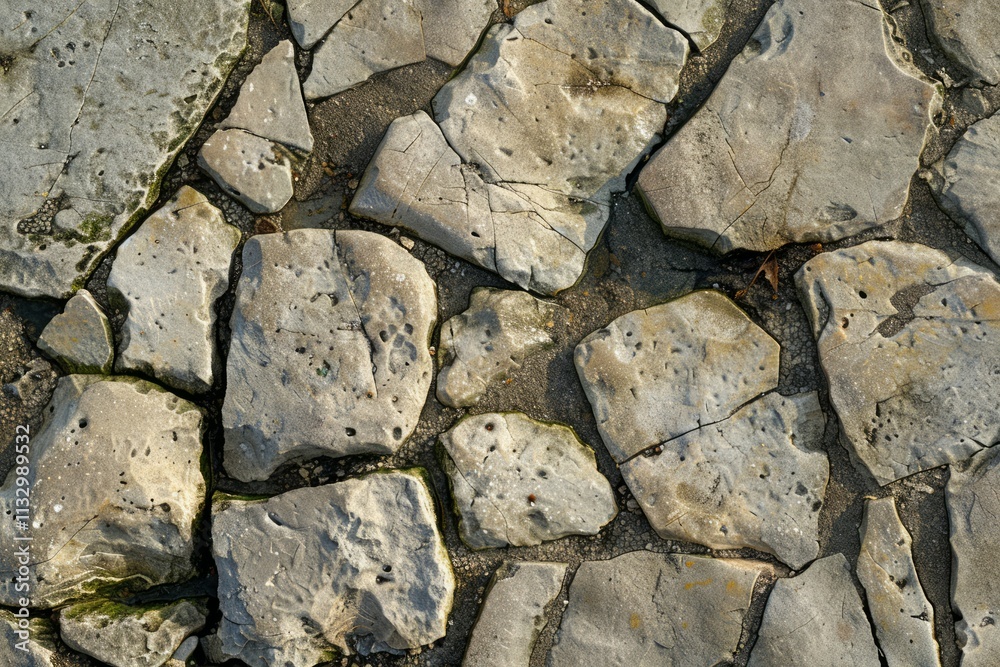 Fototapeta premium Image of Brown pebble stone paving surface. Texture for background usage