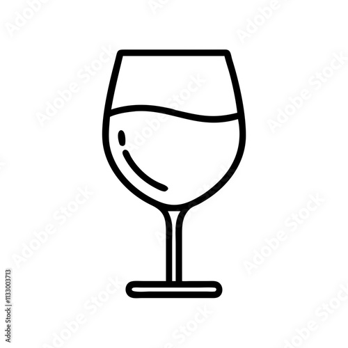 ros glass icon, wine day line art, wine icon - simple black line art icon of ros glass, for wine day celebrations. wine vector art.