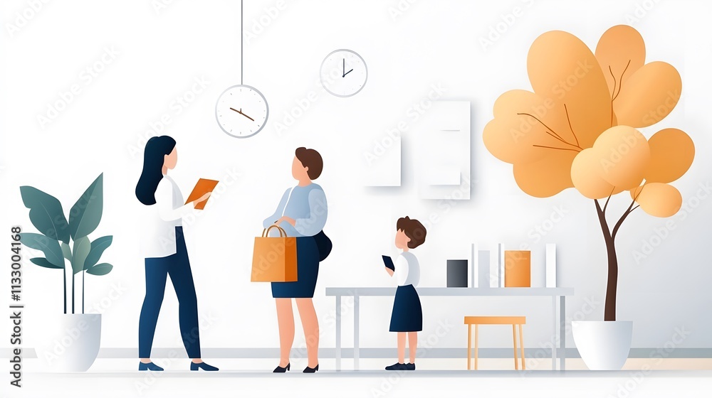 © Sarawut - Cheerful papercut vector design of parents and teachers discussing academic success in a welcoming classroom environment © Sarawut - Cheerful papercut vector design of parents and teachers discussing academic success in a welcoming classroom environment