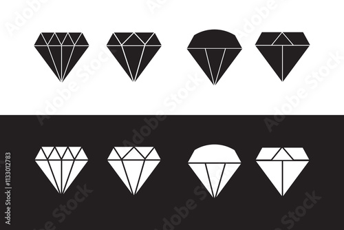 Diamond set icon. Vector illustration. Simple flat icon