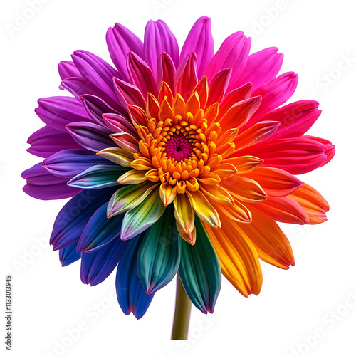 Beautiful rainbow Flowers Multicolored Petals Vector Illustration.
