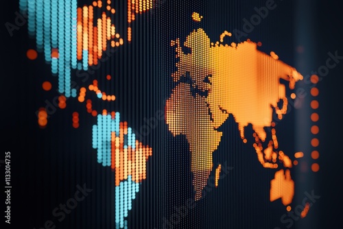 Clean graph overlaying a glowing map symbolizing minimalist design forecasting and global futures in modern analytics photo