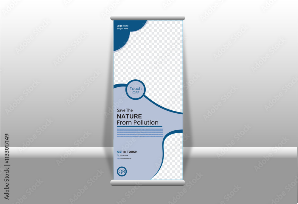 Fototapeta premium Corporate rollup banner template, advertisement, pull up, polygon background, vector illustration, business flyer, and display banner for your Corporate business, company, advertisement, pull up, vect