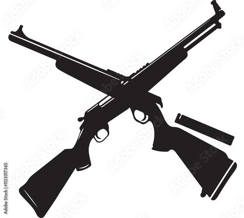 Silhouette of rifle gun set and gun vector illustration. Rifle vector clipart art.