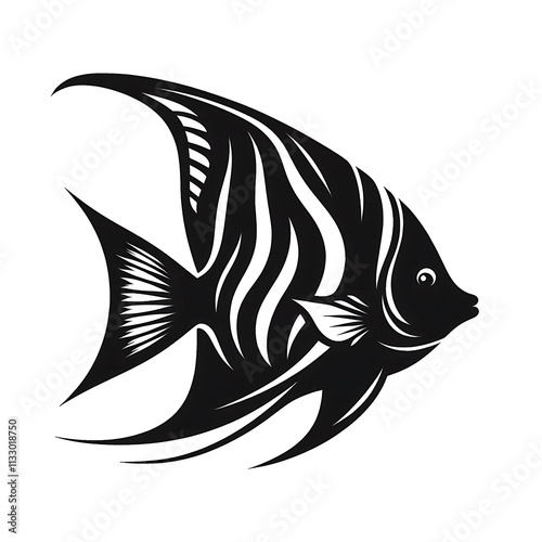 fish illustration, Angelfish logo vector, Angelfish vector illustration design, Angelfish silhouette vector black and white photo