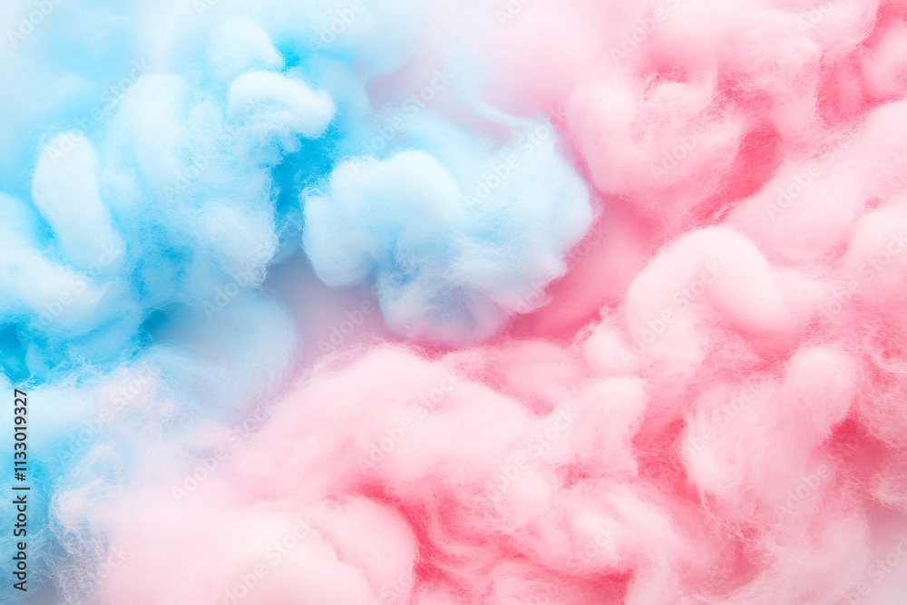 Fototapeta premium Soft Cotton Candy Clouds in Blue and Pink Colors Background