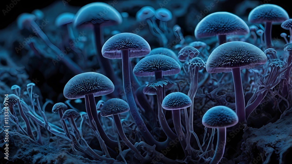 Obraz premium Electron_Microscope_Fungi_Coral_Kingdom_Cell_High_Resolution_Structure_Microscopy_Spores_Hyphae_Coral_Structure_Fungal_Growth_Pathogen_Infection_Biology