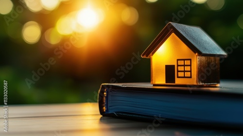 A glowing house resting on tax books symbolizing knowledge and opportunities in residential investments and tax savings