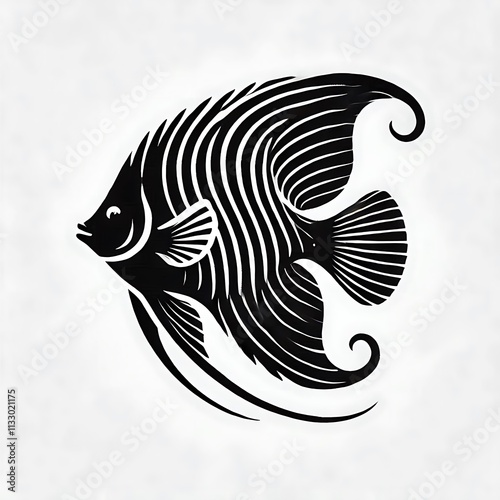 fish illustration, Angelfish logo vector, Angelfish vector illustration design, Angelfish silhouette vector black and white photo