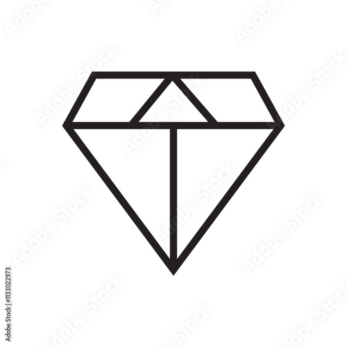 Diamond vector icon in outline style