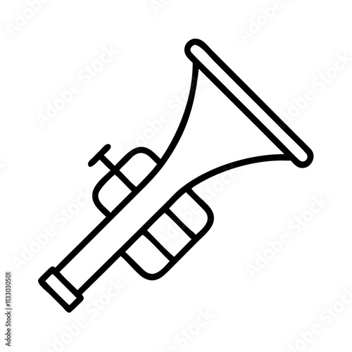 bugle icon, memorial day line art, memorial day icon - simple black line art icon of bugle, for memorial day celebrations memorial day vector art.
