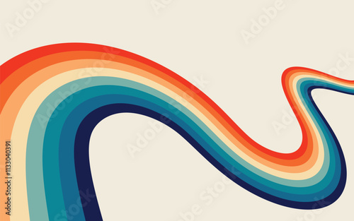 Colorful abstract rerto  background featuring vibranti lines in warm and cool tones