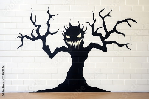 A shadowy tendril creeping along a wall towards an unsuspecting victim, with malevolent energy emanating from the shadows