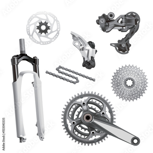 Illustration of bicycle parts