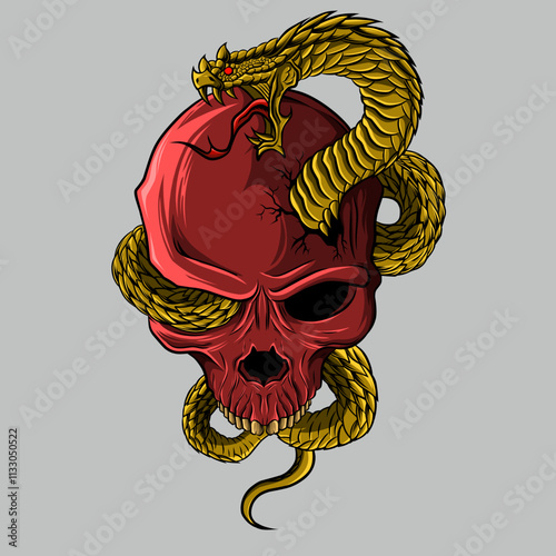 Vector ilustration a skull and snake