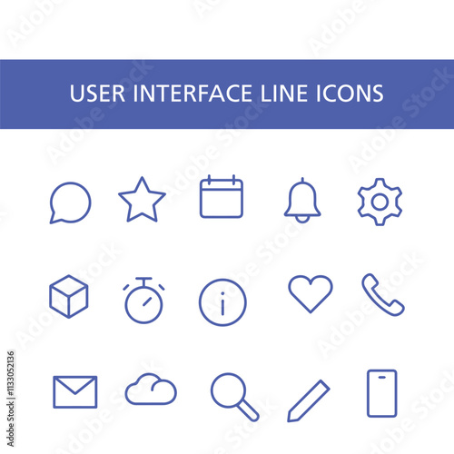 set of user interface icons vector line design 